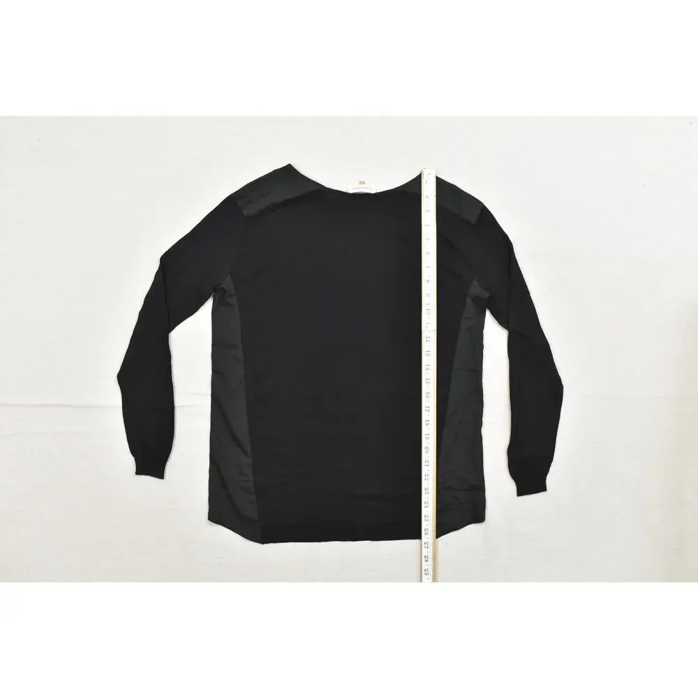 Calvin Klein Women's Small Black Mixed Media Long Sleeve Knit Top Viscose Nylon